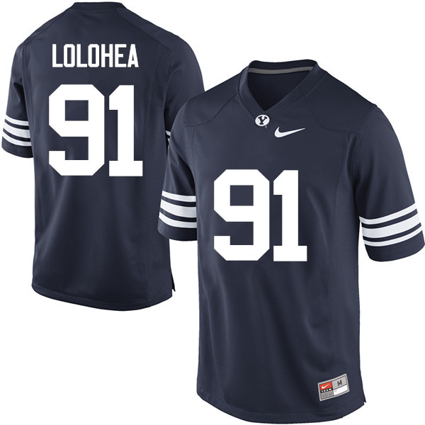 Men #91 A.J. Lolohea BYU Cougars College Football Jerseys Sale-Navy - Click Image to Close